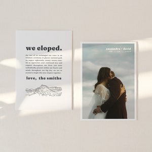 CEDAR Mountain Elopement Announcement | Mountain Range We Eloped Card | We Eloped Announcement with Photo | Digital Canva Template