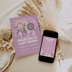 DISCO COWGIRL Bachelorette Party Invitation | Disco Cowgirl Bachelorette Itinerary | Disco Cowgirl Bachelorette Party | Canva Template