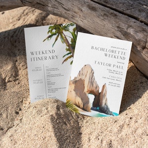 PAOLA Cabo Bachelorette Party Invitation | Cabo Bachelorette Itinerary | Mexico Bachelorette Invitation | Digital Download | Canva Template