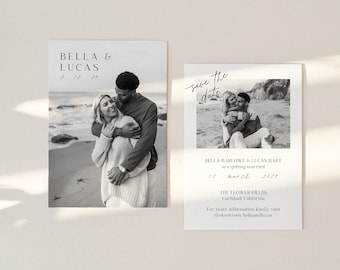 BELLA Save the Date | Minimalist Save the Date Card | Modern Save the Date | Instant Digital Download | Editable Canva Template