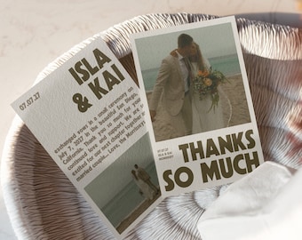 Retro Photo Wedding Thank You Card: Minimalist Canva Template (Digital Download)