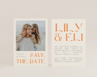 Minimalist Save the Date Card: Lily Bespoke Canva Template (Digital Download)