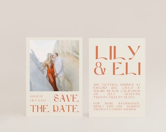 Lily Bespoke Save the Date Card: Minimalist Modern Design (Digital Download)