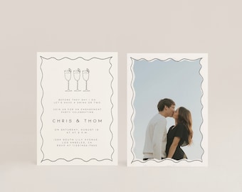Cocktails Engagement Party Invitation: Editable Canva Template (Digital Download)