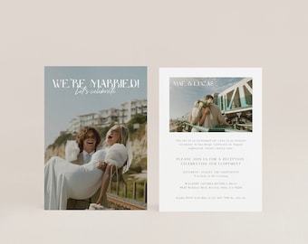Modern Elopement Party Invitation: Editable Canva Template (PDF Download)
