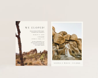 ROCKI Joshua Tree Elopement Announcement | Joshua Tree We Eloped Card | Desert Elopement Announcement | Canva Template | Digital Download