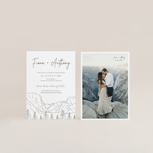 HAZEL Yosemite Wedding Invitation | Yosemite Elopement Invitation | Mountain Range Invitation | Instant Digital Download | Canva Template