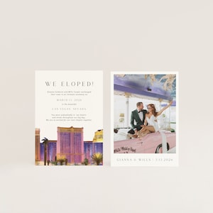 Annuncio di fuga d'amore di LEA Las Vegas / Vegas We Elopement Card / Vegas Elopement Card / Download digitale / Modello Canva