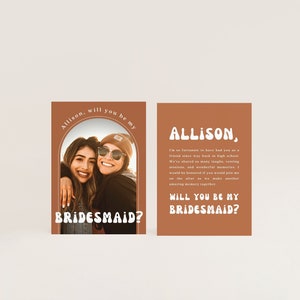 CHLOE Retro Bridesmaid Proposal Card | DIY Bridesmaid Proposal Card | For Bridesmaid Gift Box | Instant Digital Download | Canva Template