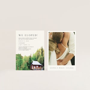 COCO Cabin Elopement Announcement | Mountain We Eloped Card | Mountain Elopement Announcement | Editable Canva Template | Digital Download