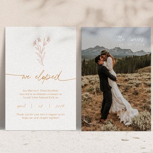 Botanical Elopement Announcement | Boho We Eloped Card | Floral Elopement Announcement | Instant Digital Download | Canva Template
