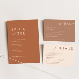 GIGI Terracotta Wedding Invitation Suite | Terracotta Invitation Suite and RSVP | Boho Wedding Elopement Invitation | Digital Canva Template