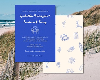 Coastal Wedding Invite Canva Template: East Coast Design (Digital Download)
