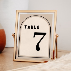 CLEO Retro Wedding Table Numbers | Retro Table Numbers | 70s Wedding or Elopement Table Numbers | Editable Canva Template