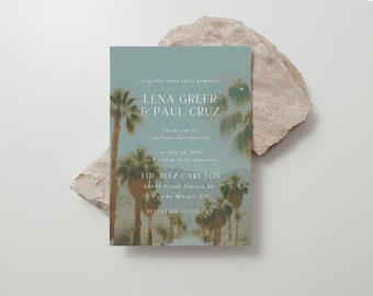 Palm Springs Wedding Invitation: Elegant Canva Template (Digital Download)