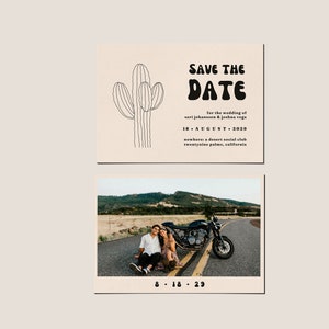 CLEO Desert Save the Date Canva Template | Hand-Drawn Cactus Design | Retro Desert Wedding | Unique Save the Date | Editable & Printable