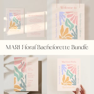 MARI wunderliches Bachelorette Bündel | Blumengarten Party Bachelorette Einladung | Sofortiger digitaler Download | Bearbeitbare Canva Vorlage