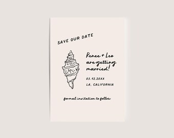 Handwritten Beach Save the Date Template | Coastal Wedding (Canva)