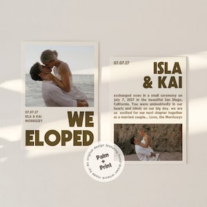 Beach Elopement Announcement | Beachy We Eloped Card | Modern Elopement Announcement | Digital Download | Customizable Canva Template | ISLA