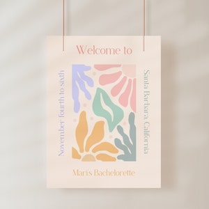 MARI Skurrile Bachelorette Willkommen | Blumen Gartenparty Bachelorette Willkommensschild | Sofortiger digitaler Download | Bearbeitbare Canva Vorlage