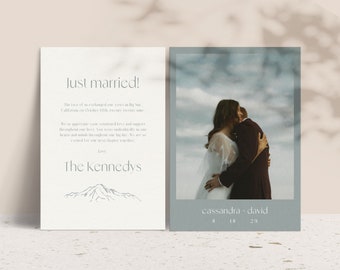 Mountain Elopement Announcement: Hand-Drawn Forest Card (Canva Template)