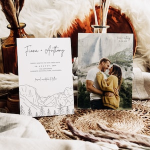 HAZEL Yosemite Save the Date | Yosemite Elopement Save the Date | Mountain Range Save the Date | Digital Download | Editable Canva Template