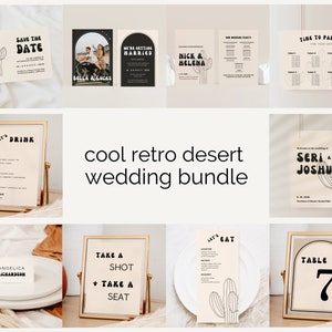 RETRO Wedding Bundle | Wedding Template Bundle | 70s Wedding Bundle | Retro Desert Wedding | Digital Download | Canva Template