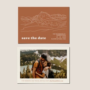 CEDAR Mountain Save the Date Postkarte Vorlage | Handgezeichnete Bergkette | Berghochzeit | Digitaler Download | Bearbeitbares Canva Template