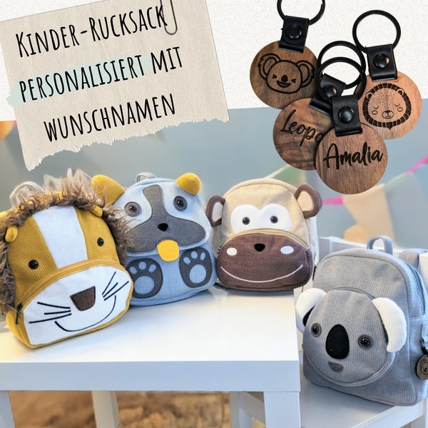 Kinderrucksack mit Namen aus Baumwolle, Kindergartenrucksack personalisiert, Kindergarten, Kita, Geschenk Taufe, Kleinkind-Rucksack