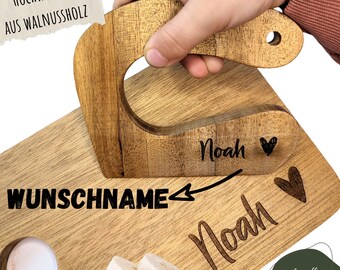 Kindermesser, Montessori Messer, sicheres Messer, Holzmesser, Lernmesser, Kinderküche - Personalisiert mit Name durch Gravur aus Walnussholz