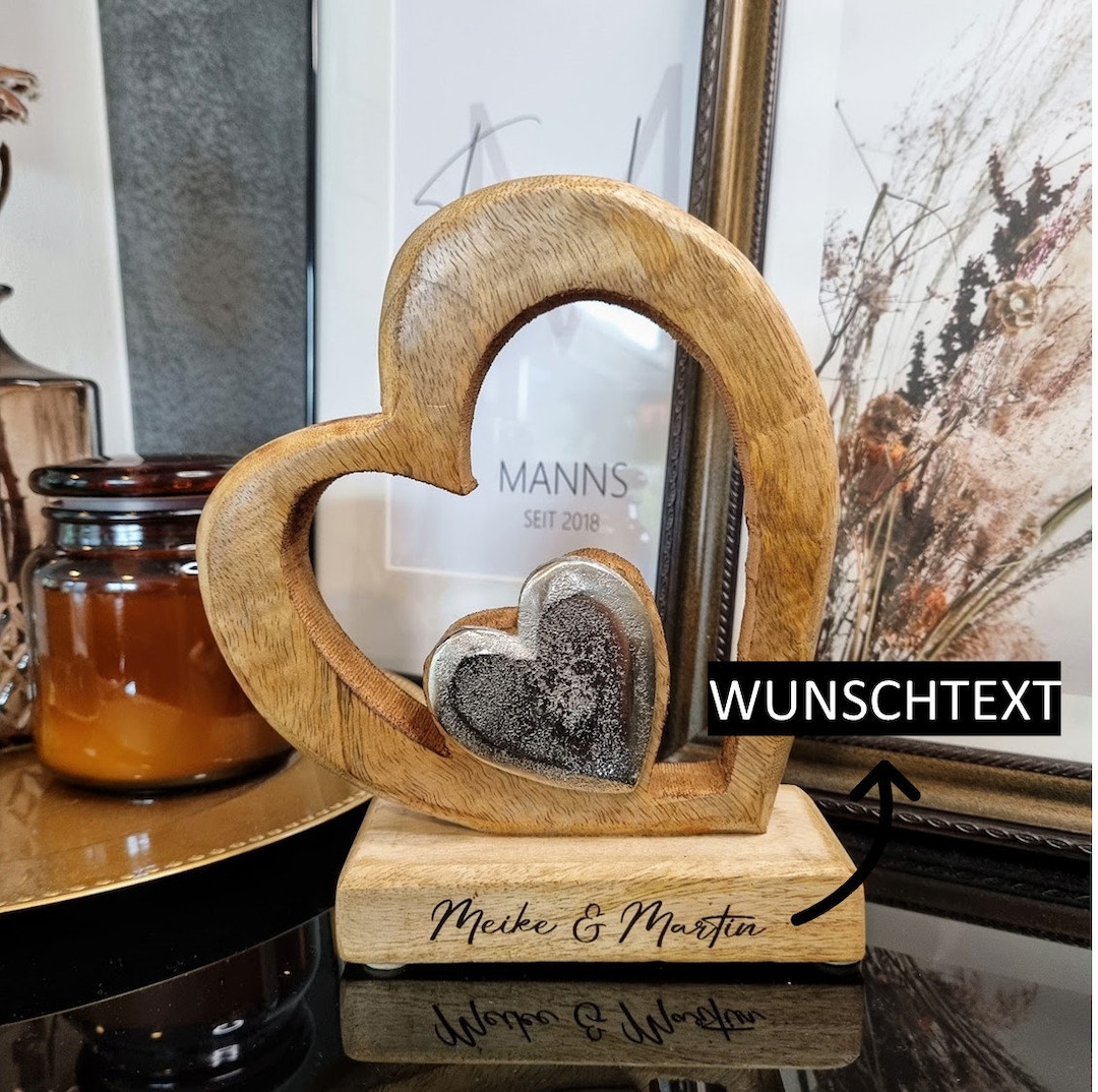 Holzherzen mit Gravur personalisiert Hochzeitsgeschenk Etsy.de