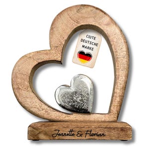 Hochzeitsgeschenk personalisiert durch Gravur - Geschenk aus Holz - Silberhochzeit Geschenk Hochzeitstag - Geldgeschenk Hochzeit - Holzherz