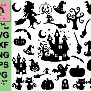 Halloween-Svg-Datei-Bundle, Hexe-Svg-Datei, Spukhaus SVG, digitaler Download, Tshirt Designs svg, Becher Designs