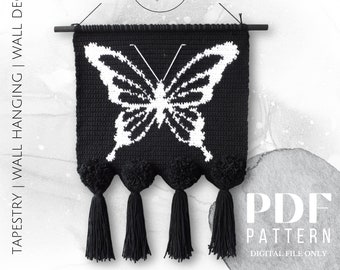 Night Wings Tapestry Crochet Pattern | Moody Crochet | Crochet Wall Decor | Crochet Wall Hanging