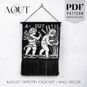 Aout August Antique Calendar Tapestry Crochet Pattern | Moody Crochet | Crochet Wall Decor | Crochet Wall Hanging