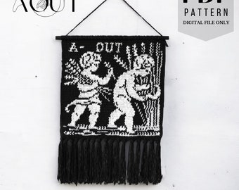 Aout August Antique Calendar Tapestry Crochet Pattern | Moody Crochet | Crochet Wall Decor | Crochet Wall Hanging