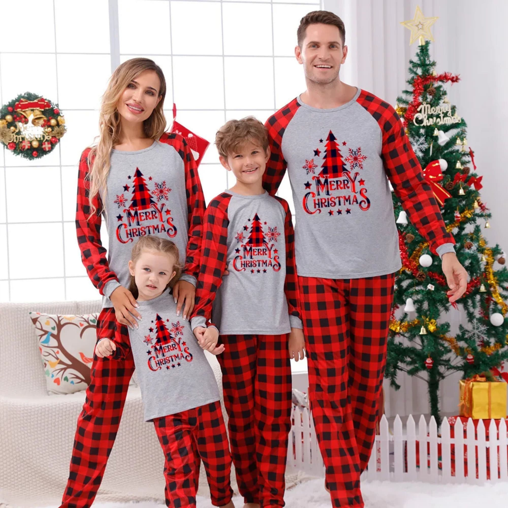 Christmas Family Pajama Sets Santa & Tree Patterns Sizes for Mom, Dad ...