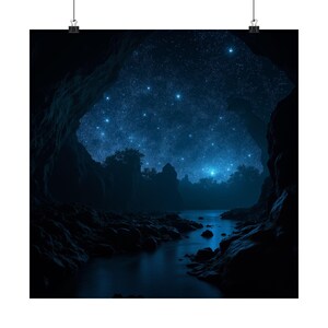 Vertikale Poster, Glühwürmchen Höhle Sternennacht Matt Druck, Wand Kunst Dekor, Haus Büro Schlafzimmer Wohnheim, Natur Landschaft Fotografie