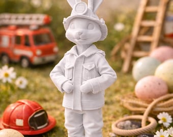 Firefighter bunny Easter decoration