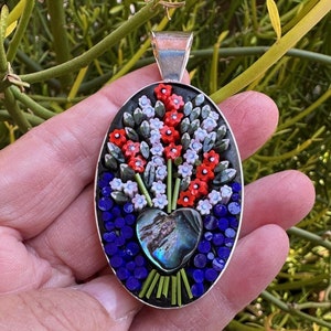 Floral mosaic pendant