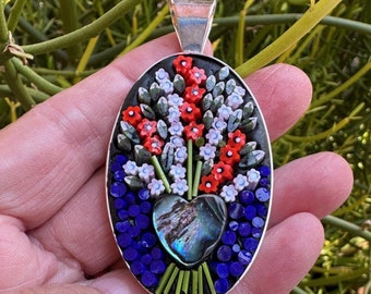 Floral mosaic pendant