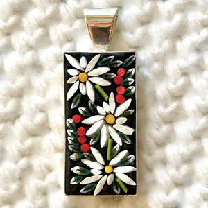 Floral mosaic pendant