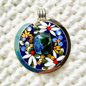 Floral mosaic pendant