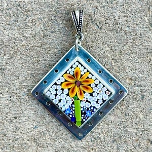 Floral mosaic pendant