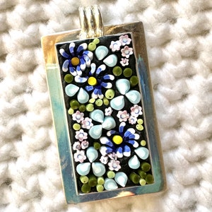 Floral mosaic pendant