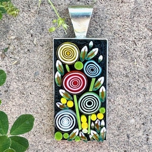 Floral mosaic pendant