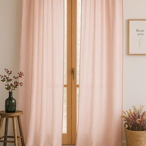 Blush Pink Organic Cotton Curtains: Soft Pastel Nursery or Bedroom Drapes