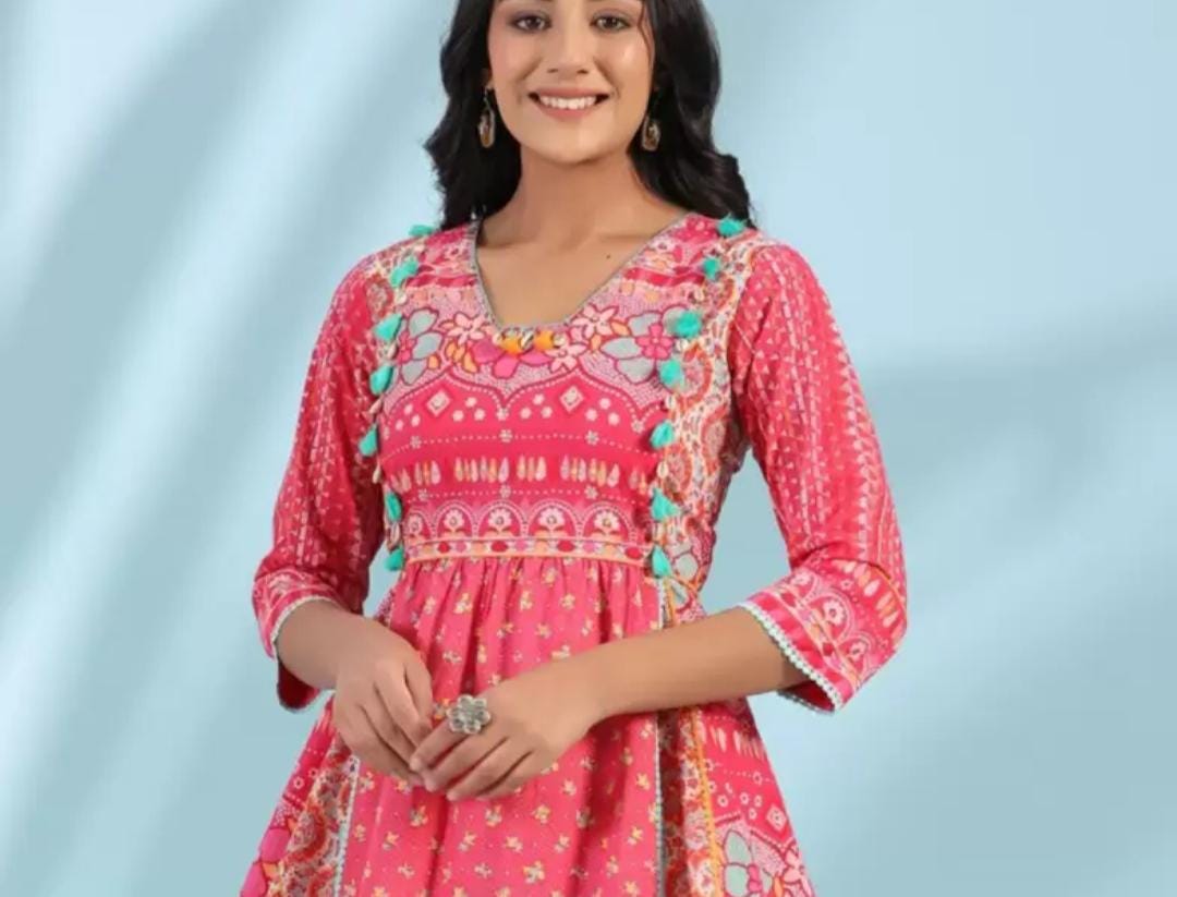 Women'S Reddish Pink Checked Fit And Flare Dress main image 1