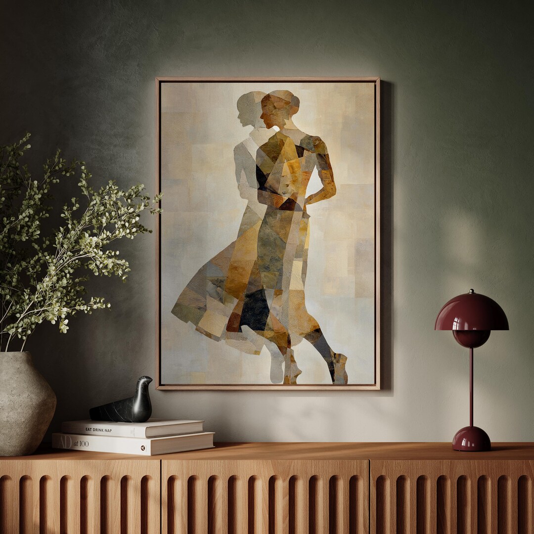 Abstract Female Figure Wall Art, Geometric Woman Painting on Neutral ...