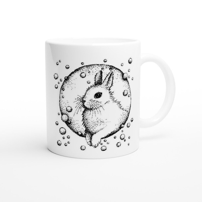 Personalized Rabbit Mug With Original Print. Diner Mug. Etsy